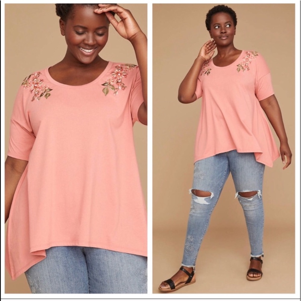 Two (2) Lane Bryant embroidered tees 26/28 NWT